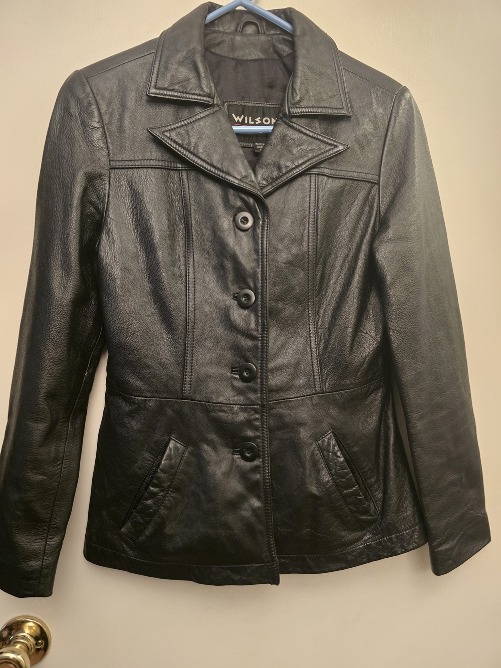 Wilson Black Leather Button-Front Jacket